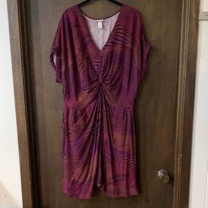 Ava & Viv Purple Trippy Psychedelic Patterned Dress